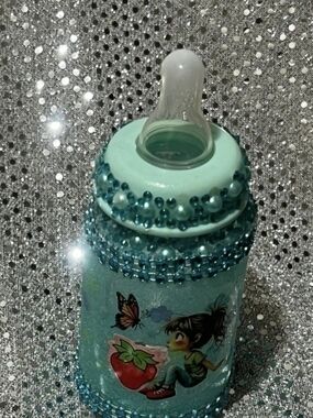 Decorative Aqua Beaded   Reborm Doll Bottle